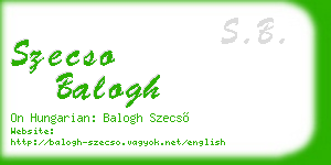 szecso balogh business card